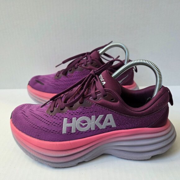 Hoka Bondi 8 Womens 6.5 Beautyberry Grape Wine Running Walking Sneakers - Picture 1 of 15